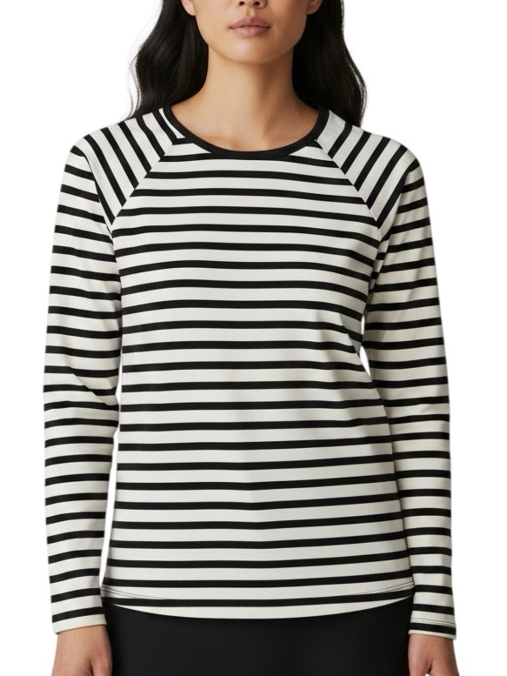 Spanx Striped Swim Top Long Sleeve UPF Rash Guard Womens XS